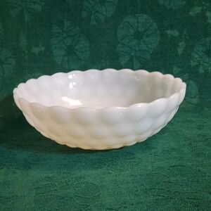 Vtg Anchor Hocking Bubble White Milk Glass Serving Bowl